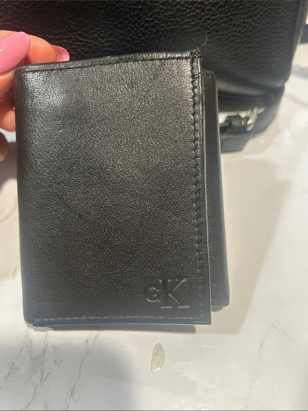 Calvin Klein Black Leather Crossbody Bag with Card Wallet